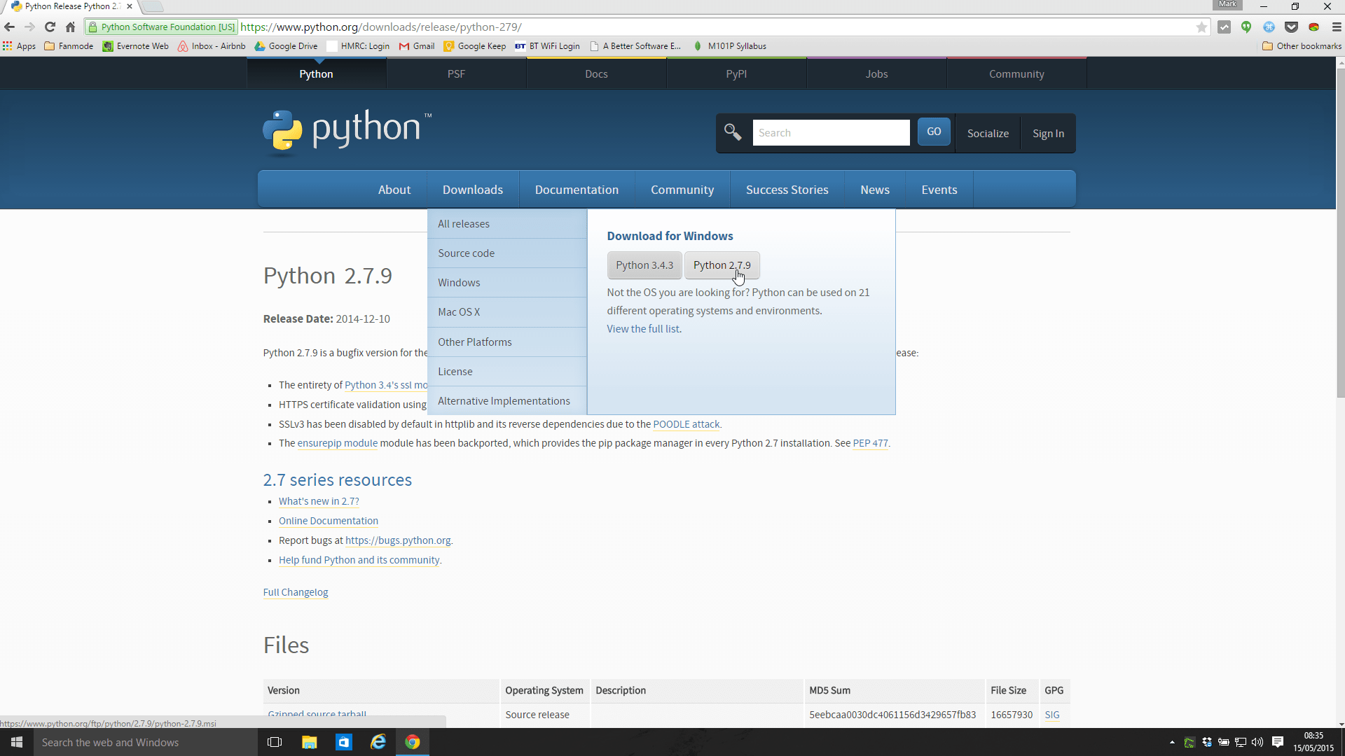 Python 2.7.10 for windows